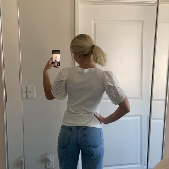 ANTHROPOLOGIE cream puff sleeve top - Picture 6 of 8